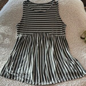 Isabel Maternity by Ingrid & Isabel Black & White Striped Peplum Tank